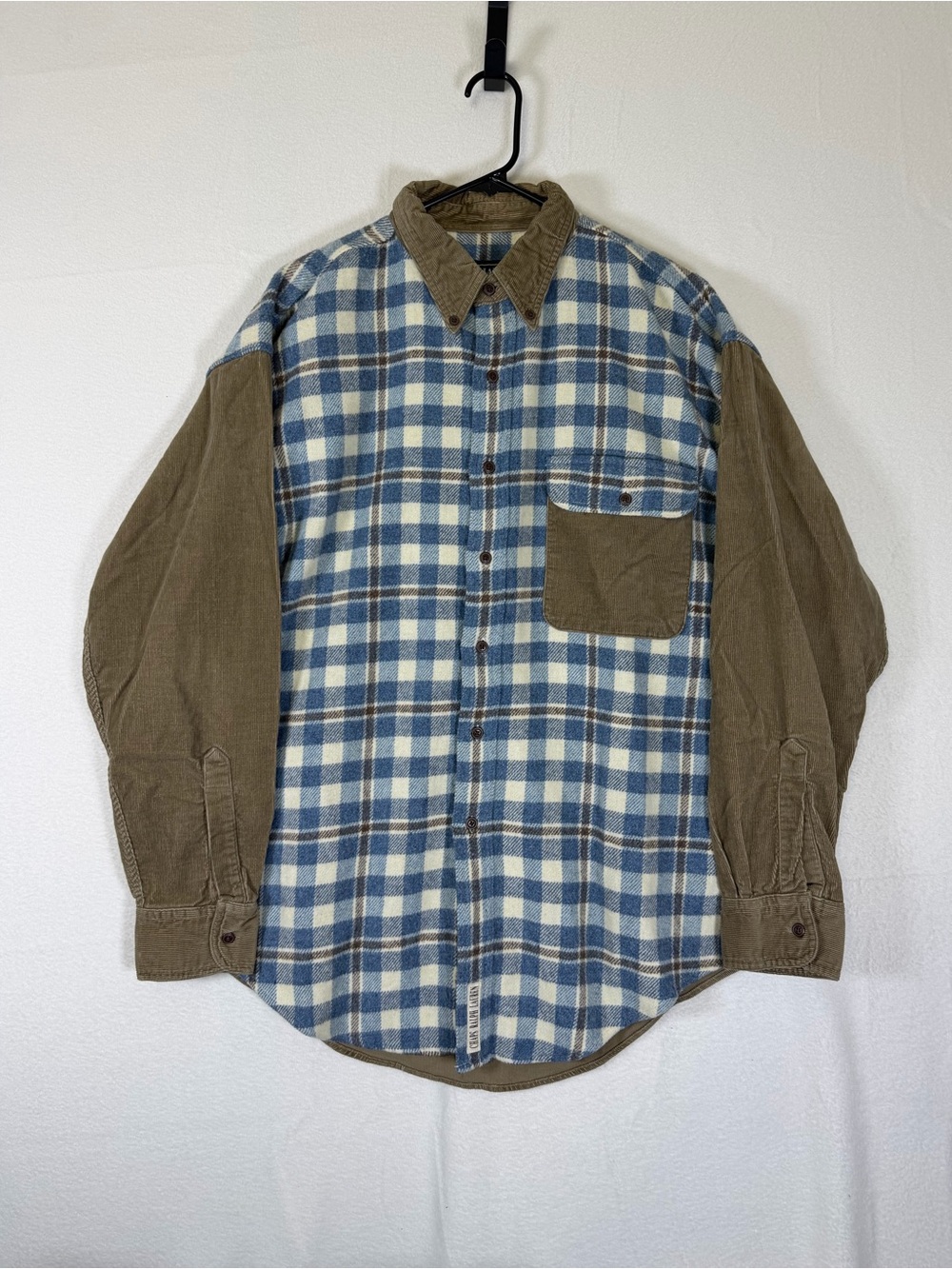 Vintage Chaps Ralph Lauren Shirt Men Large Wool Flannel Corduroy Work Cotton